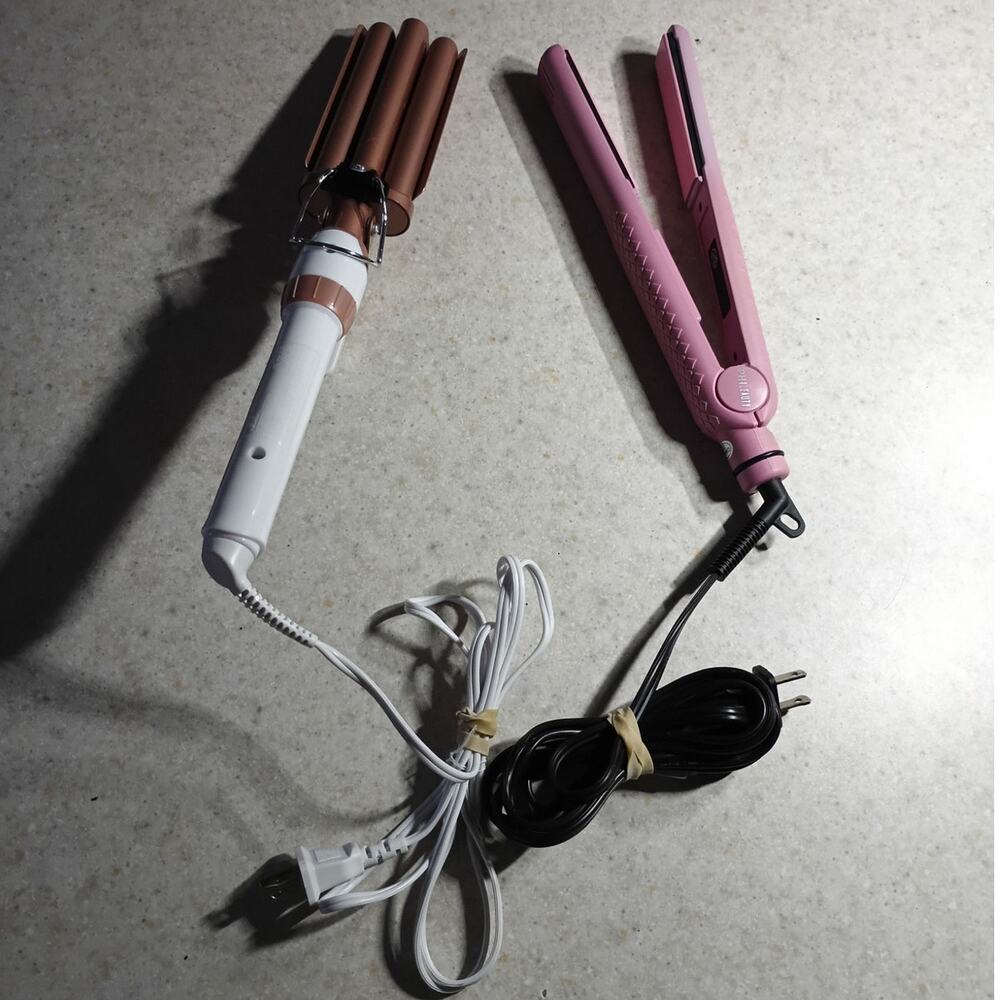Conair 3 Barrel Waver 30 Heat Settings + Phi Beauty Flat Iron Set Hair Styling